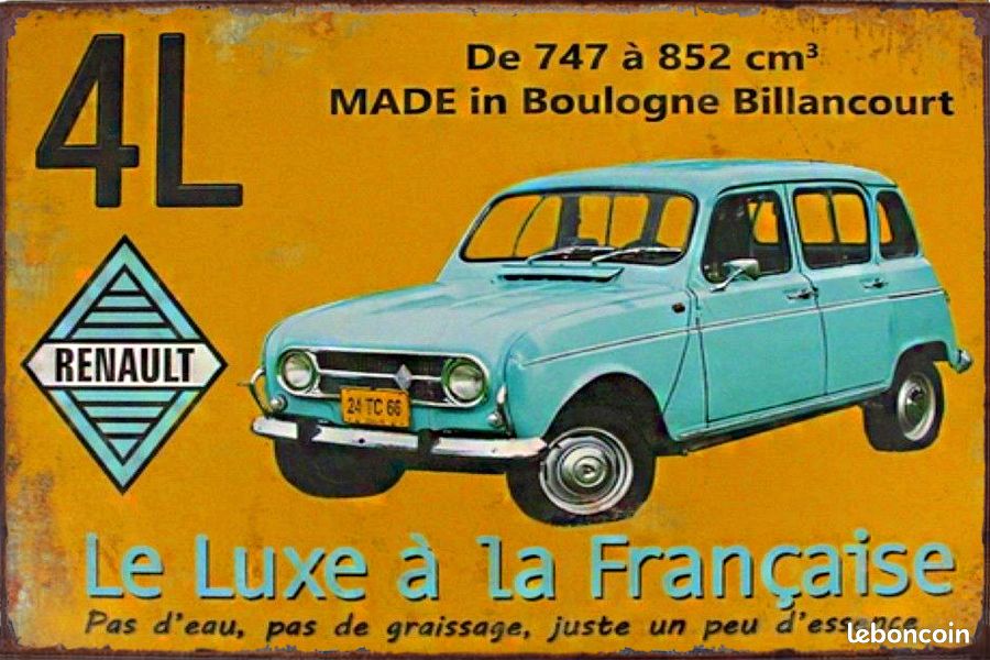 Plaque Métal Vintage Renault 4L - Jouets Éducatifs en Promo