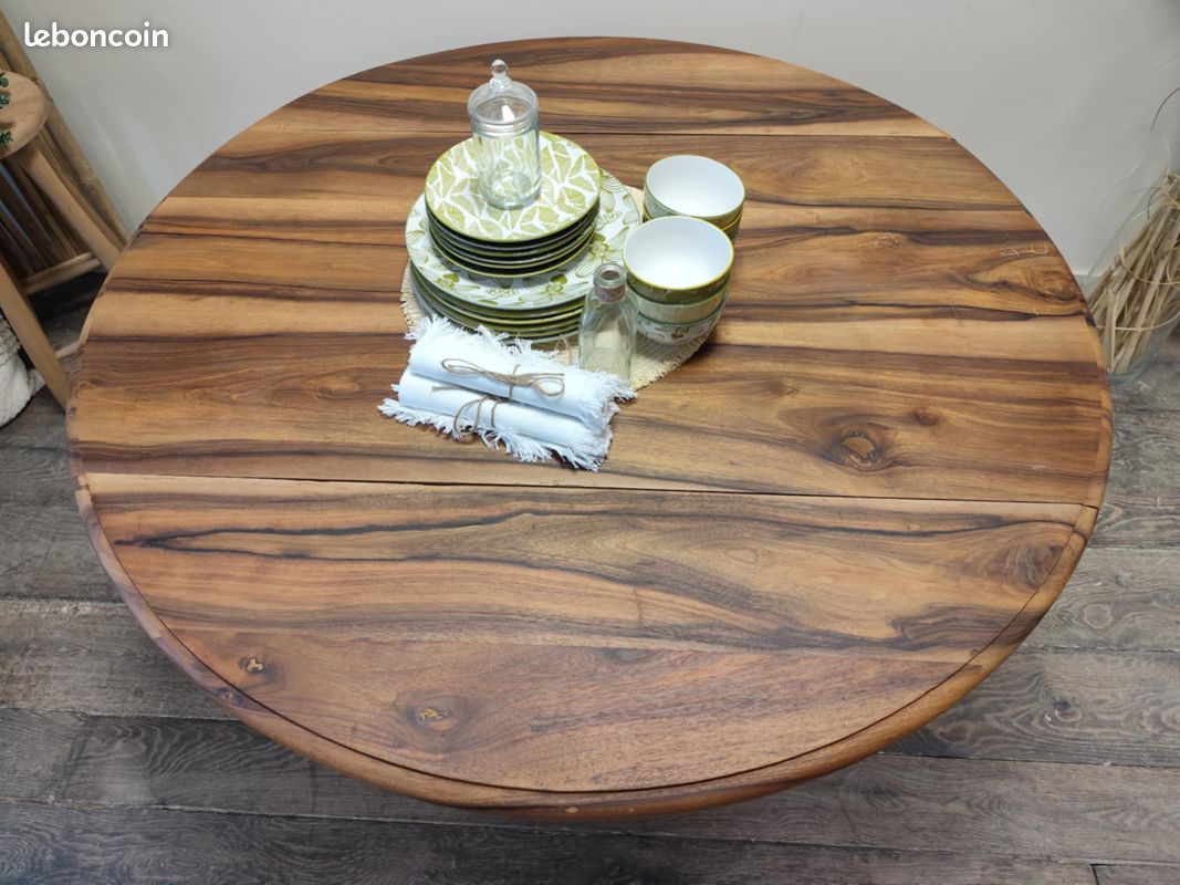 Table d'appoint en noyer deux en une convertible en console bois massif (image 10)