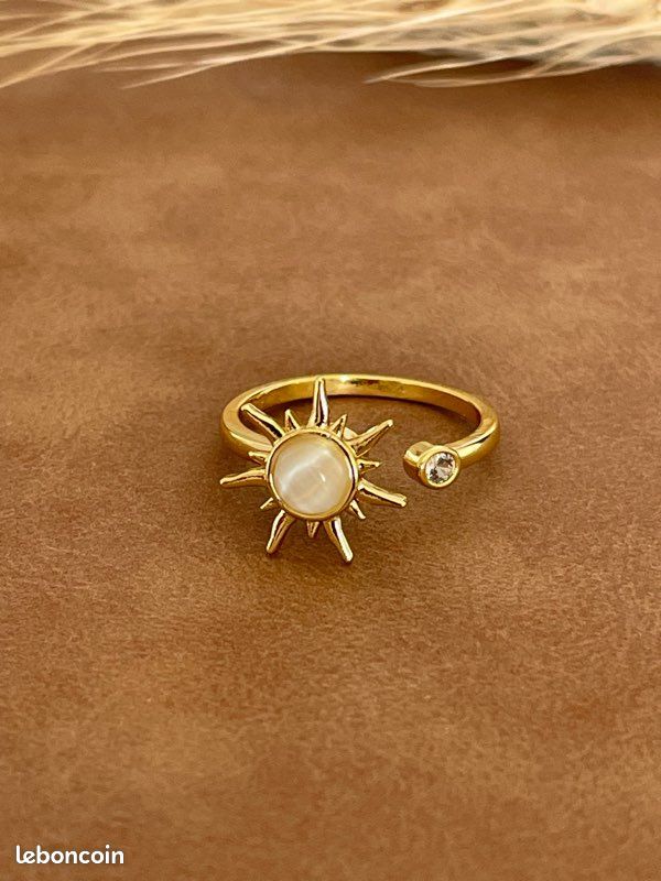 Bague spinner relaxante anti-stress avec soleil rotatif en acier inoxydable (image 1)