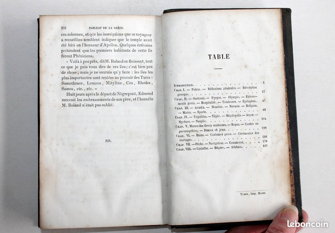 TABLEAU DE LA GRECE ANCIENNE ET MODERNE par J. DE MARLES - 5e EDITION 1850 MAME / ANCIEN LIVRE (image 3)