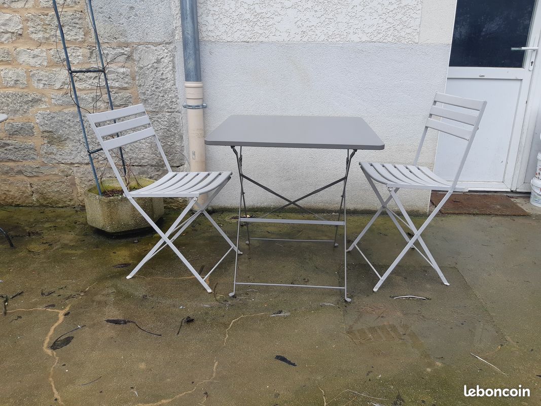 Table 2 chaises balcon terrasse fer pliante (image 1)