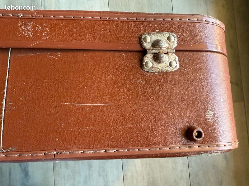 Rare Valise Vintage Marron Années 50 Avec Clé - 69x43x17 Cm - Déco Ou Rangement