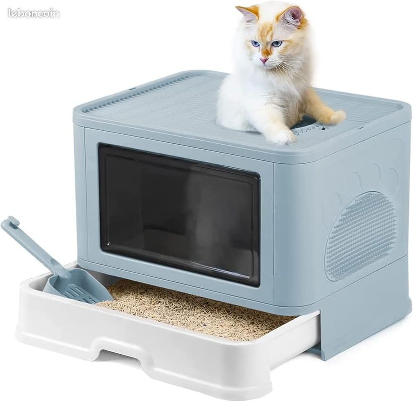 Bac à Litière pour Chat,Grande Maison de Toilette Chat Pliable