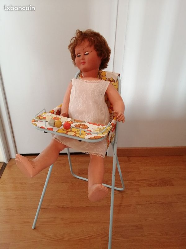 Chaise bébé vintage ( jouet) + poupée (image 3)
