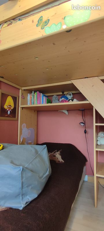 Lit mezzanine Gautier 1 personne 90 avec bureau et étagères intégrées - Lit en hauteur (image 5)