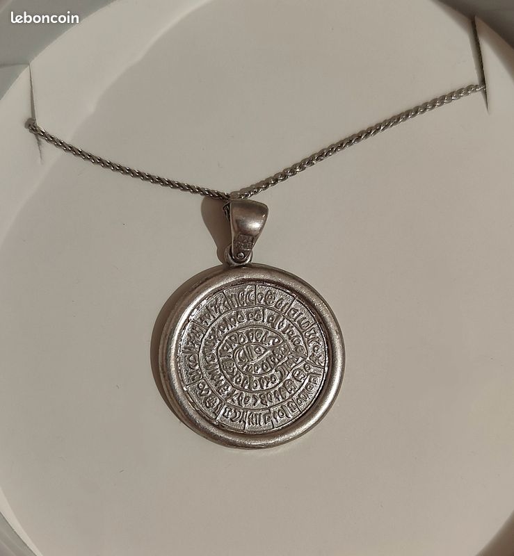 Pendentif Disque Style Aztèque En Argent - Sans Marque, Occasion (porté)