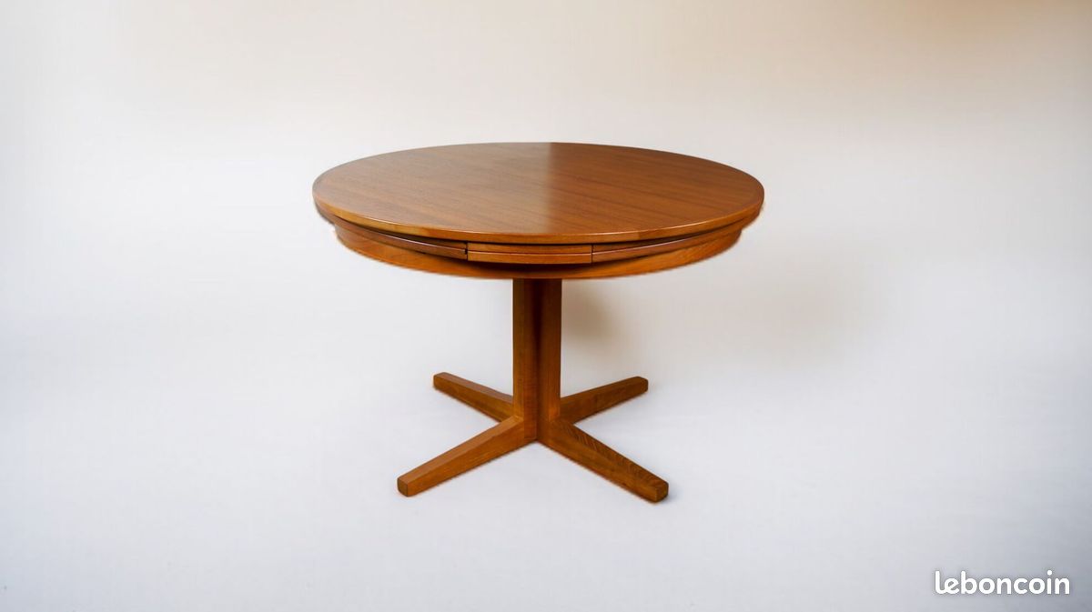 Table de Repas Danoise Flip-Flap Édition Dyrlund Modèle « Lotus » en Teck Vintage 1960 (image 3)