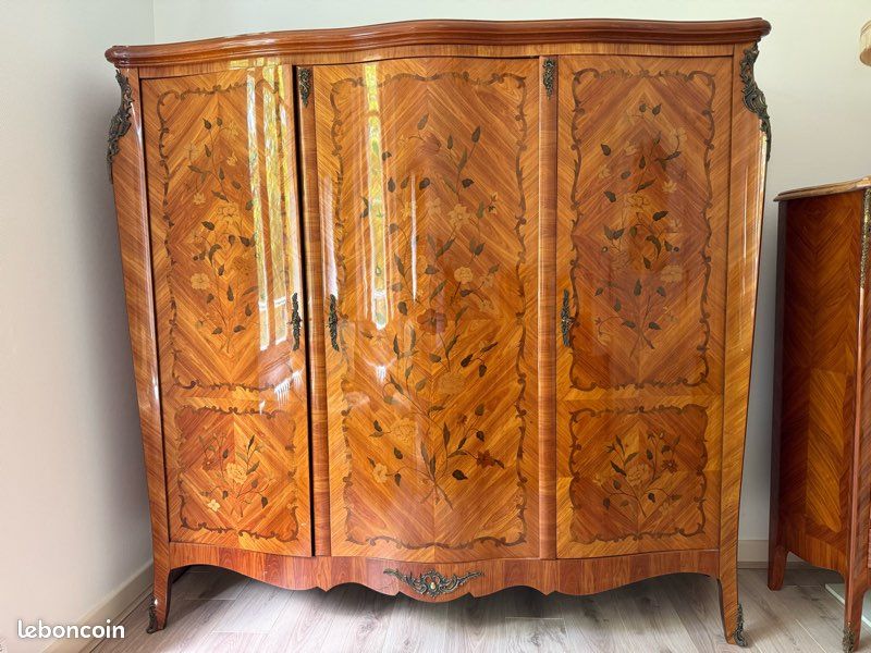 Ensemble chambre style Louis XV marqueté bois de rose (image 1)