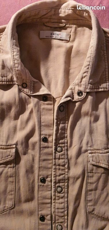 Surchemise (veste-chemise) Celio beige sable 100 % coton – Taille XL (44) – Très bon état (image 2)