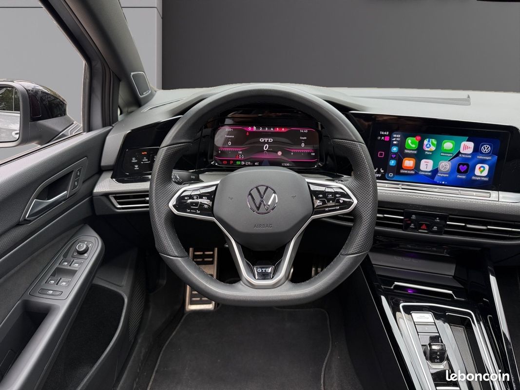 Volkswagen golf 2.0 tdi scr 200 dsg7 gtd/apple carplay/toit ouvrant/attelage/harman kardon/garantie 12 mois (image 9)