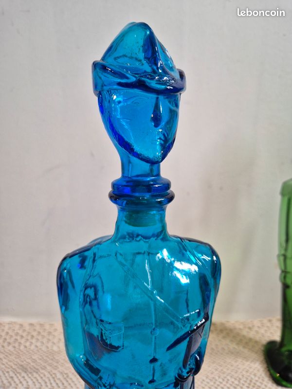 Bouteille carafe soldat en verre type Empoli vintage (image 2)