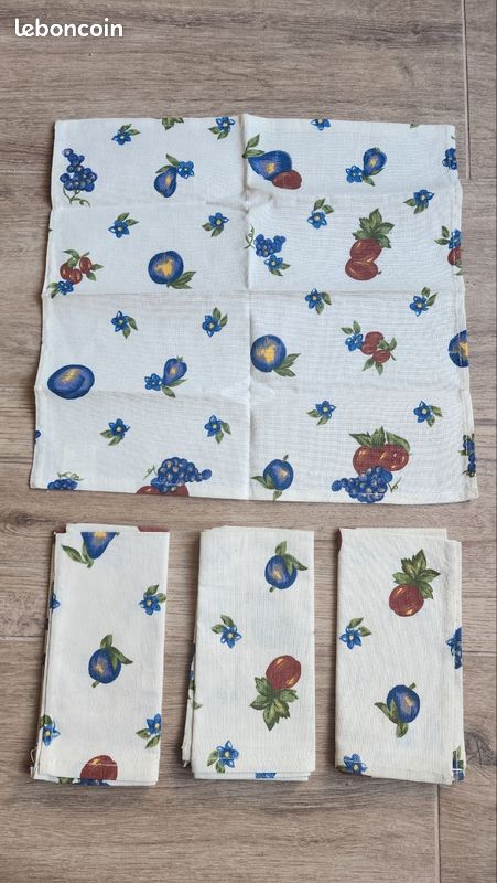 Lot de 6 serviettes 100% Coton Thème Fruits Carré d'Azur (image 1)