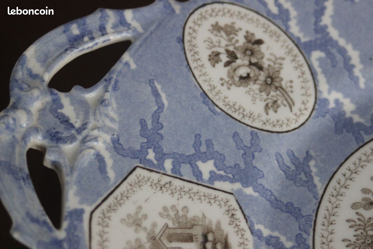 Rare plateau, plat, en porcelaine Creil Montereau, Napoléon III XIXe (image 6)