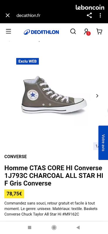Converse Chuck Taylor All Star pointure 44 Chaussures