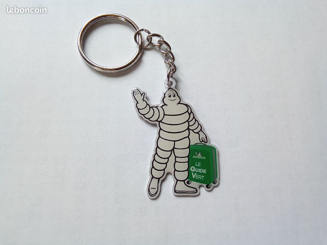 Porte clé clef collection mécanique automobile logo pneu Bibendum Michelin le guide vert métal léger (image 1)