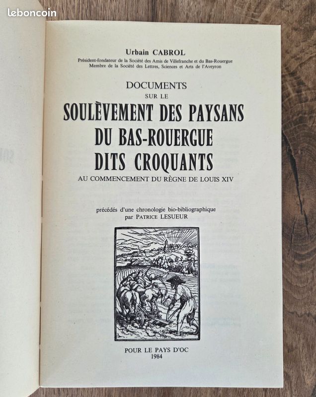 Livre : livre historique sur le Bas-Rouergue et les croquants (image 2)