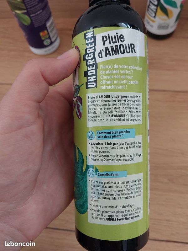 UNDERGREEN Pluie D'Amour – Spray Hydratant & Nettoyant Pour Plantes Vertes, Feuillage Brillant, 250 Ml