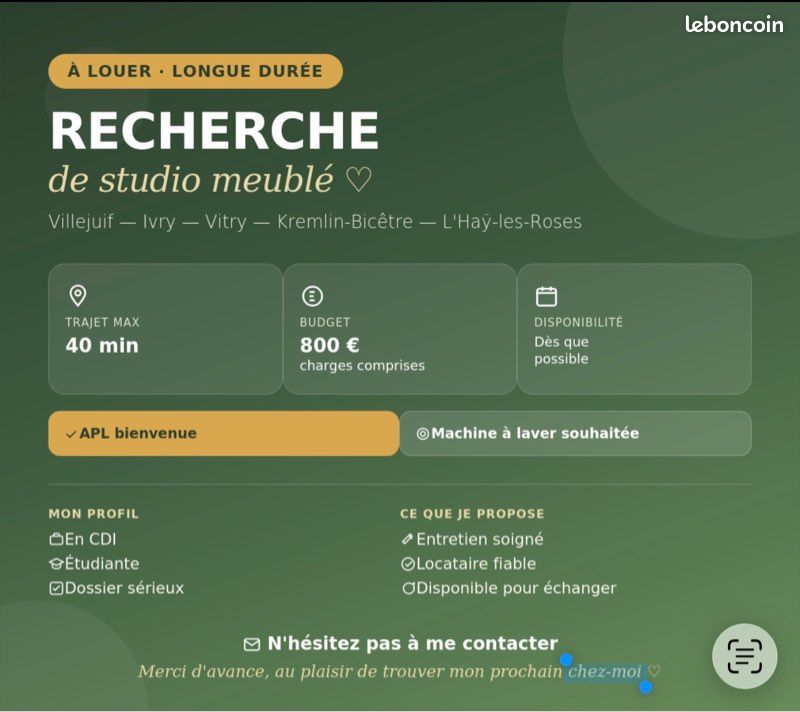 Appartement 1 pièce 20 m² · à Thiais · 20 m² · 800 €/mois