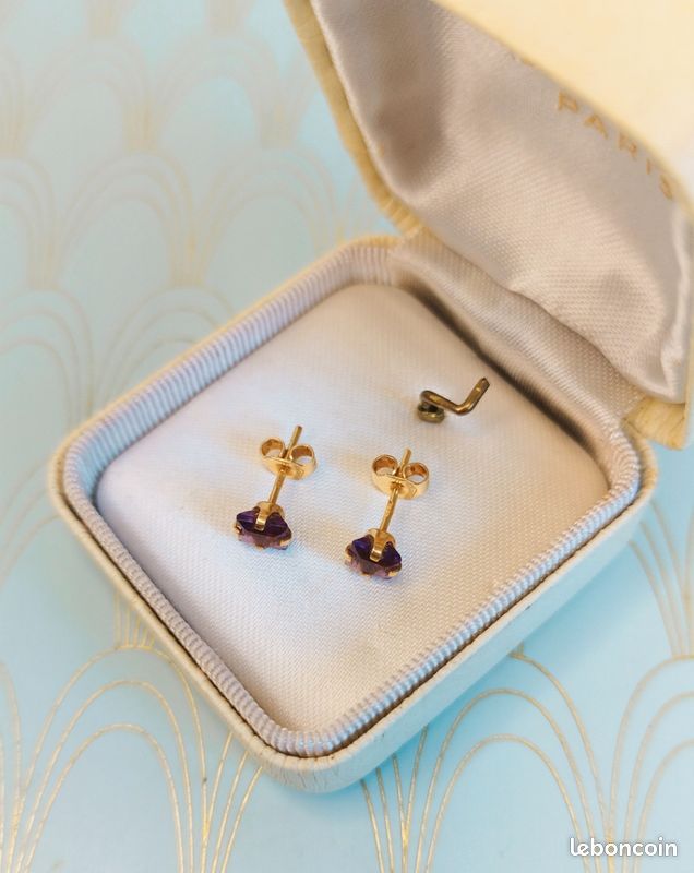Boucles D'oreilles Puces En Or 18 Carats (750) - Motif Poules - Occasion - Fermoir Clous