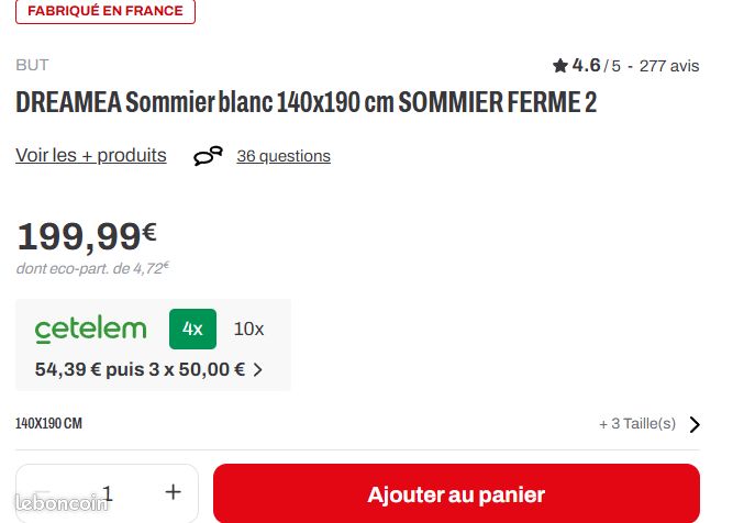 Sommier et matelas très récent 140 X190 But (image 5)