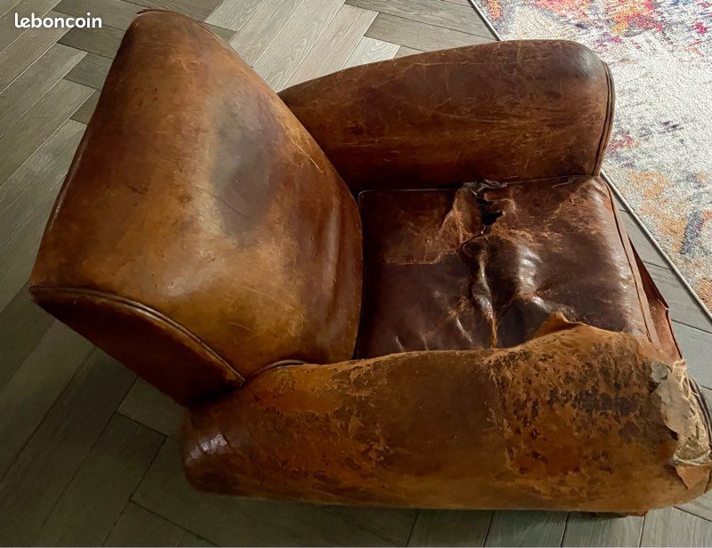 Authentique fauteuil club vintage en cuir (image 2)