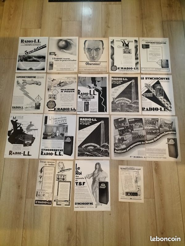 Années 1920. TSF : RADIO L.L. Lot de 14 anciennes publicités de presse (image 1)