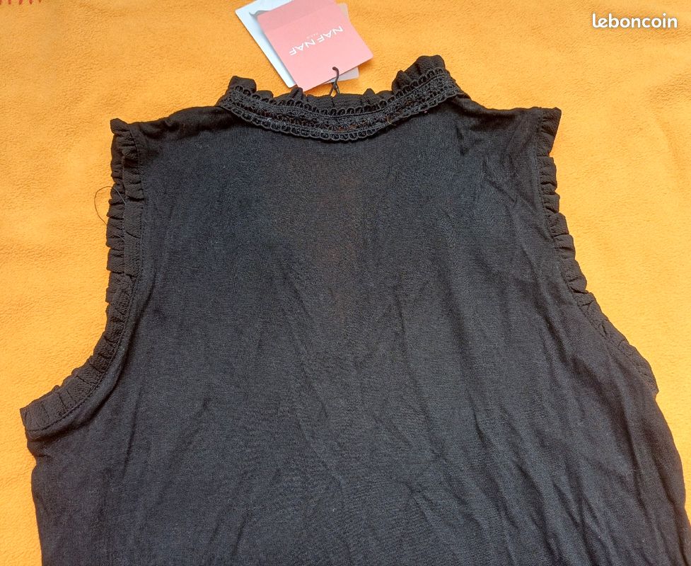 Haut noir bi-matiere NafNaf NEUF Taille xs (image 2)