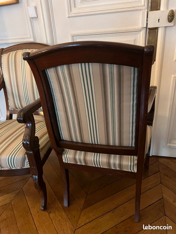 Paire de fauteuils à Crosse - Retapissés - XIXème (image 3)