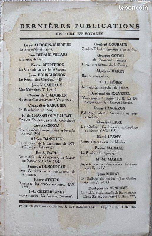WW2. France. Livre « Charles de Gaulle » par Philippe Barrès (image 2)