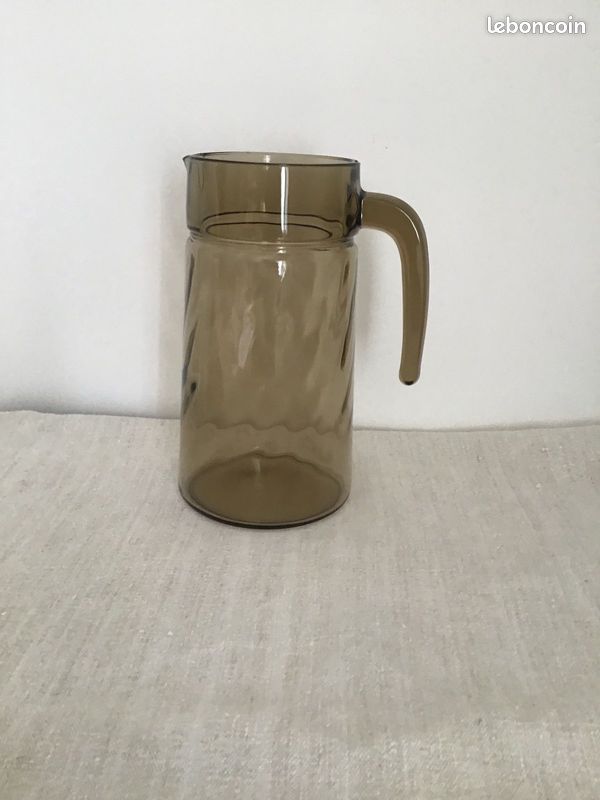 Pichet vintage en verre fumé marron (image 2)