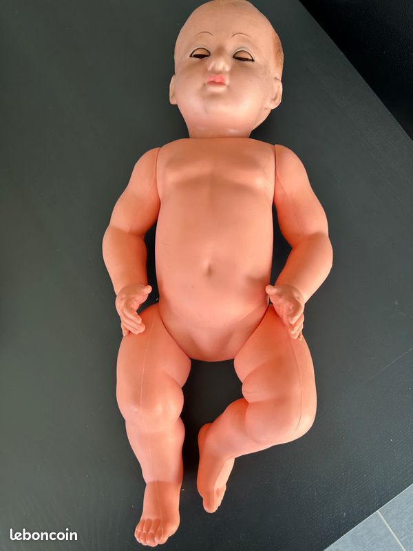 Petitcollin Ancien Baigneur des années 50 yeux marrons dormeurs 55cm en
