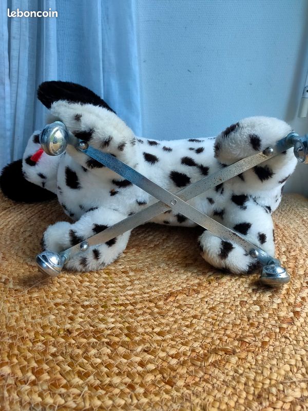 Boîte à Musique Peluche Chien Dalmatien Vintage 1985, Avec Piles