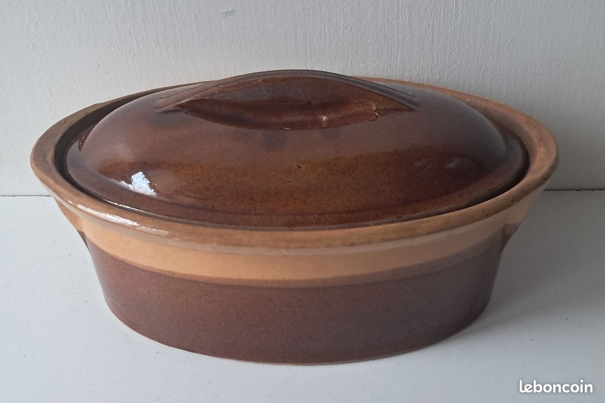Terrine Ancienne En Terre Cuite Vernissée - XIXe Siècle - Provence - Ovale 30 Cm