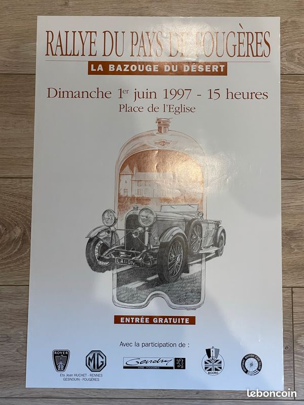 Affiche poster automobile Rallye du pays de Fougères La Bazouge du désert 1997 Lagonda (image 1)