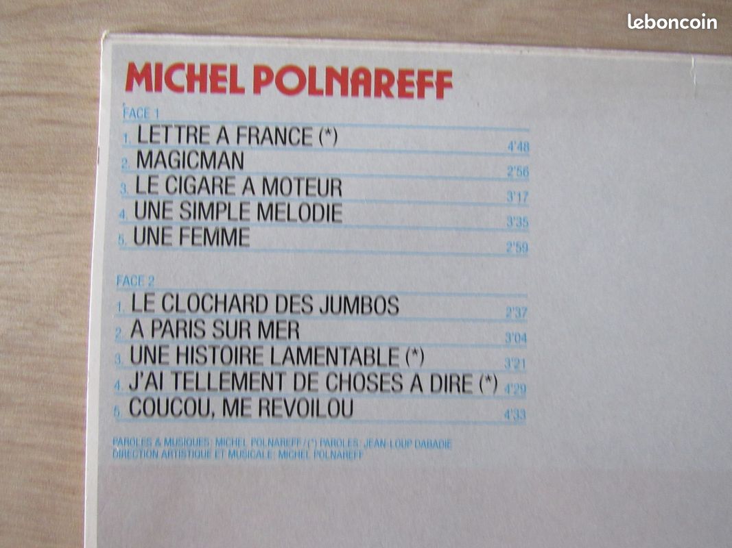 Album 33 T Michel Polnareff : Coucou, me revoilou 1978 (image 4)