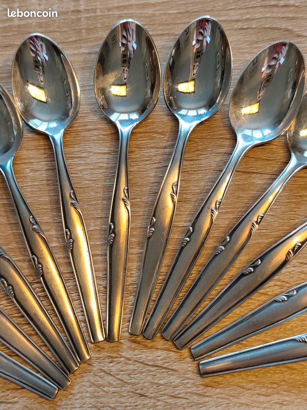 Lot De 12 Cuillères Coquille Alfenide - Métal Argenté - Orfèvrerie - 21,5 Cm