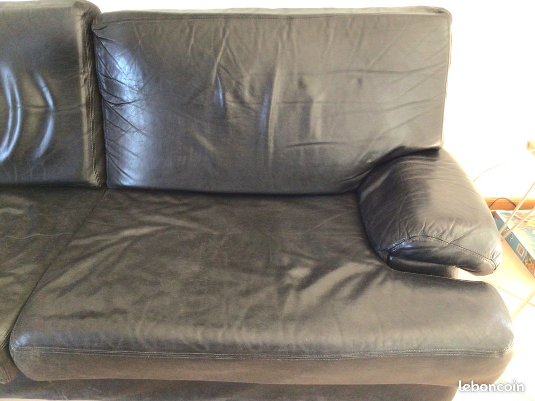 Canapé cuir noir (image 4)