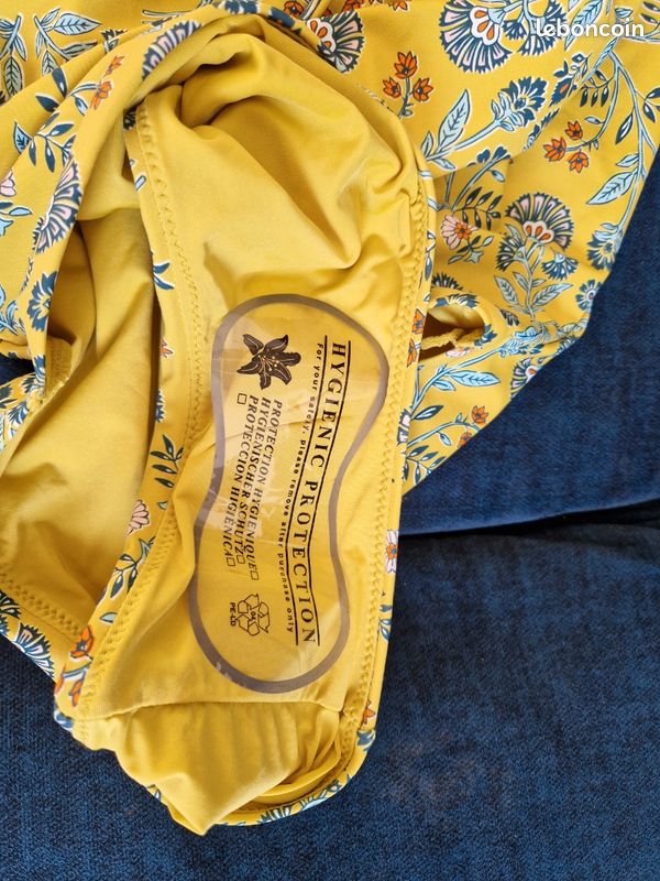 Maillot de bain Rougegorge 42/90E jaune moutarde á petites fleurs (image 6)