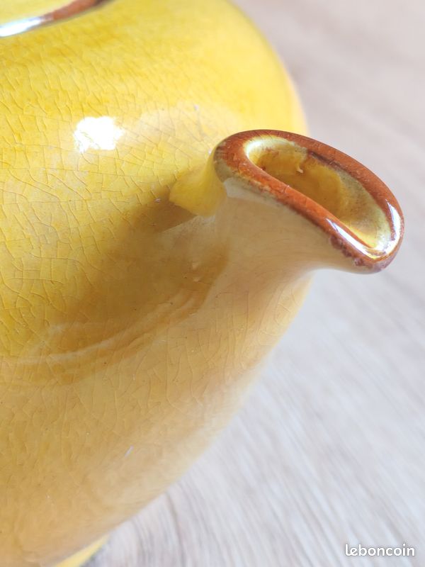Théière Moutarde Vintage en Céramique Émaillée | Petite Théière Jaune Craquelée Style Campagne Arcopal Digoin | Déco Cuisine Rétro (image 16)