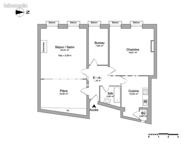 Appartement 2 pièces 89 m² · à Bordeaux · 89 m² · 1 050 €