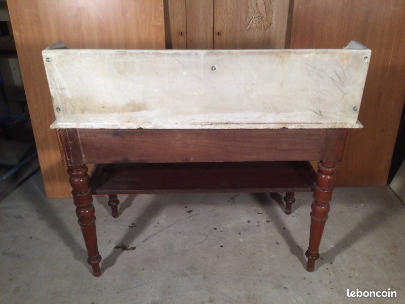Ancien meuble salle de bains bois et marbre (image 7)