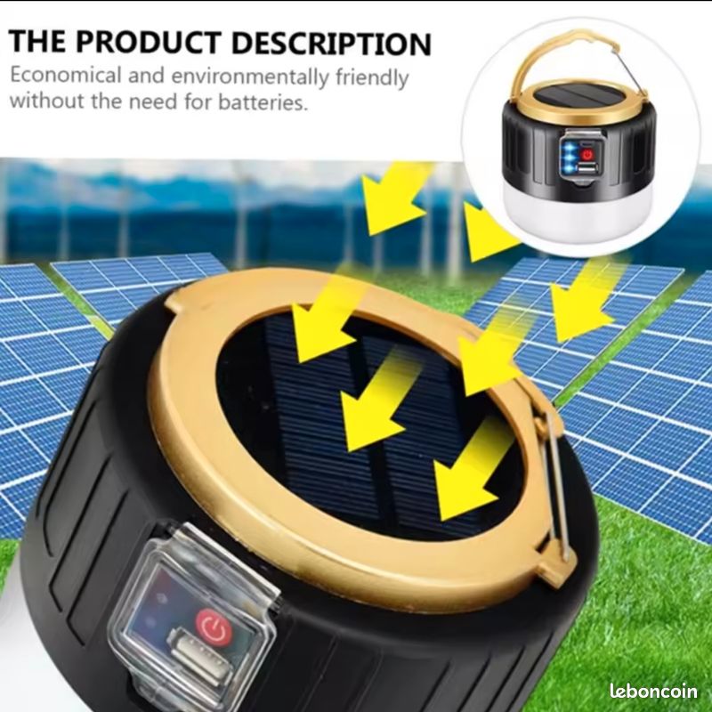 Lanterne Solaire Gonflable 2 Pièces - Lampe Camping LED Portable Imperméable Avec Poignée