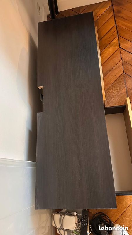Banc et rangement TV Bestå avec portes Hedeciken, noir et bois (image 3)
