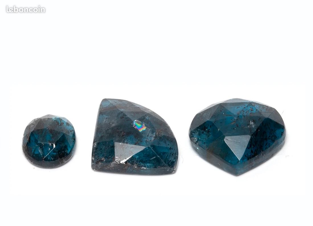3 cabochons de cyanite pierre de gemme naturelle bleu occlusions loisir créatif bijou facettes bleu profond naturelle (image 2)