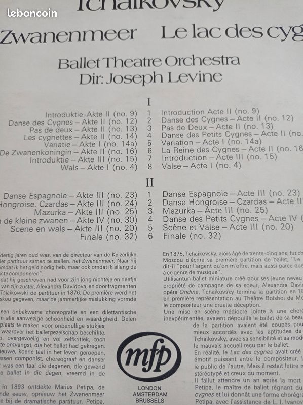 Vinyle 33 t le lac des cygnes Tchaïkovsky mfp (image 3)