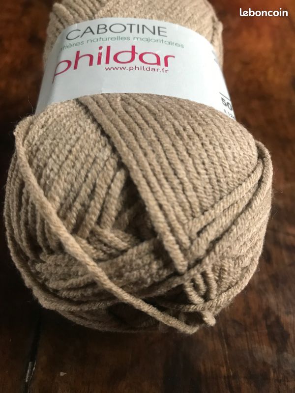 Lot De 5 Pelotes De Coton Phildar Cabotine - Couleur Bronze/kaki, Taille Aiguille 3.5 - Neuf
