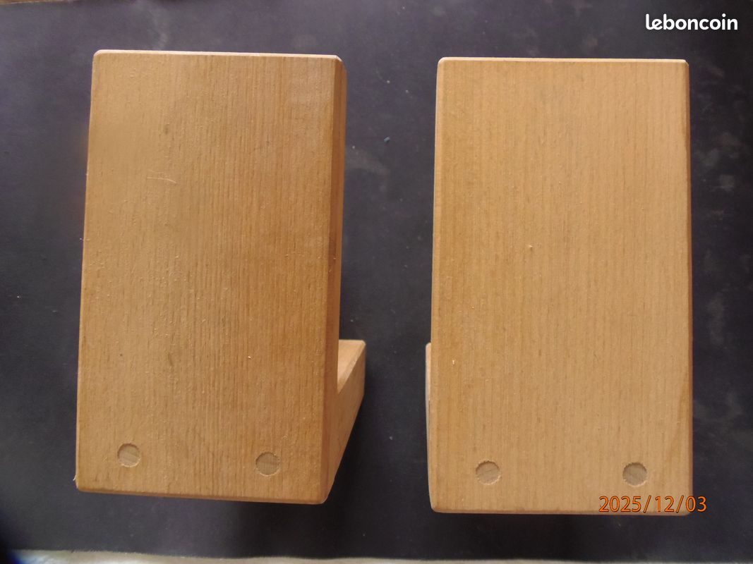 Paire De Clips Boucles D'oreilles – Bois Et Résine, Années 80/90, Création Vintage Sans Marque