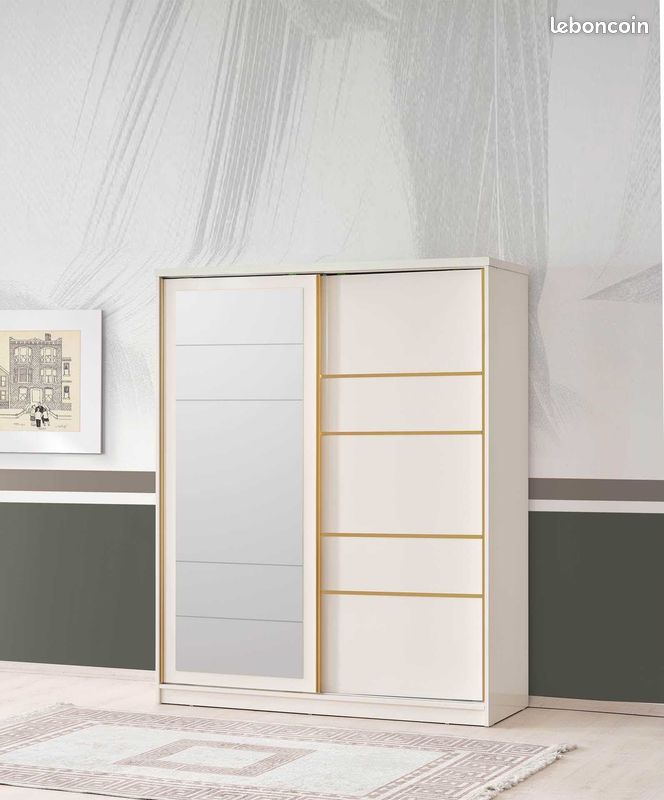 ARMOIRE 2 PORTES COULISSANTES – 160 x 60 x 200 cm (image 3)