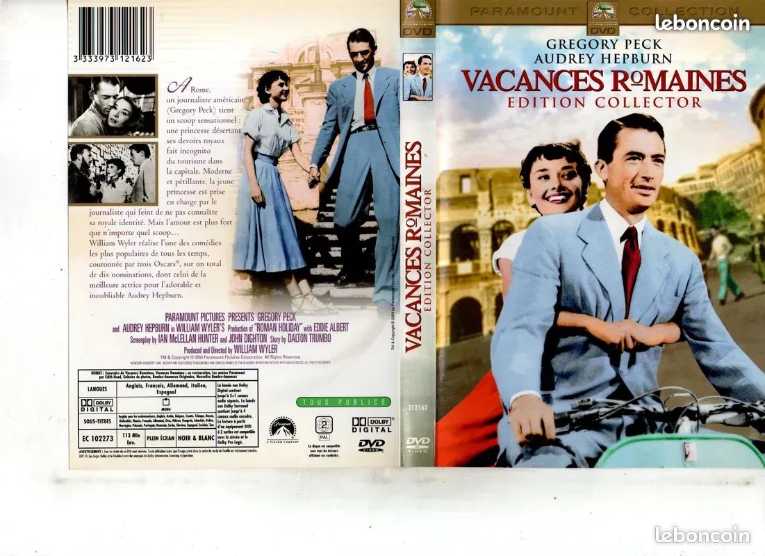 Comédie Romantique - Vacances Romaines 1953 Gregory Peck Neuf (image 1)
