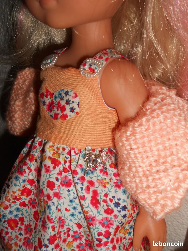 Vêtements poupée les chéries/Corolle, tissu vrai Liberty Phoebe saumon (image 4)